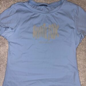 White Fox Boutique Light Blue Logo Short Sleeve Tee